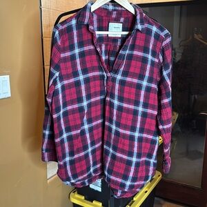 Sonoma Red Black Flannel Pullover Top Size XL